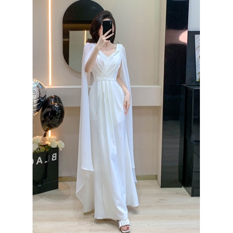 dress putih wanita korea import D8509