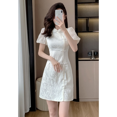 dress putih wanita korea import D8509