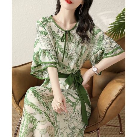 dress chiffon wanita korea D8519