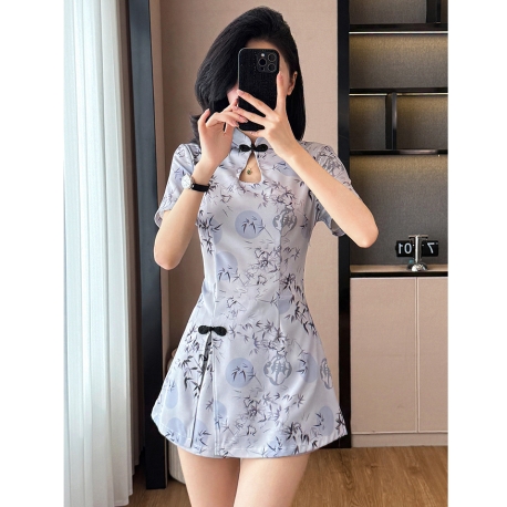 setelan  cheongsam wanita korea import D8522