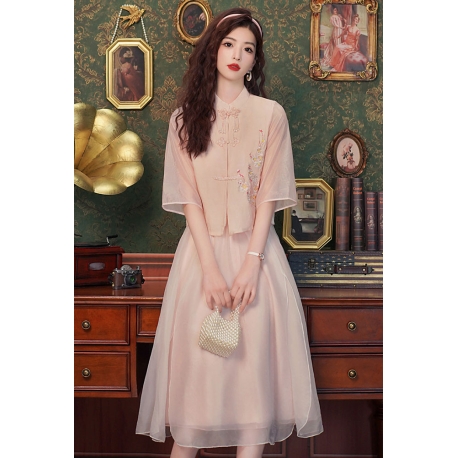 setelan  cheongsam wanita korea import D8476