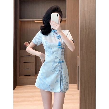 setelan  cheongsam wanita korea import D8523