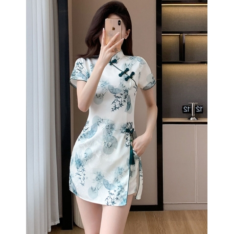 setelan  cheongsam wanita korea import D8535