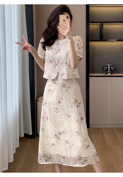 setelan  cheongsam wanita korea import D8525