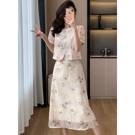 setelan  cheongsam wanita korea import D8525