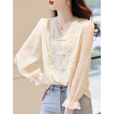 blouse  wanita korea import v-neck  T8712