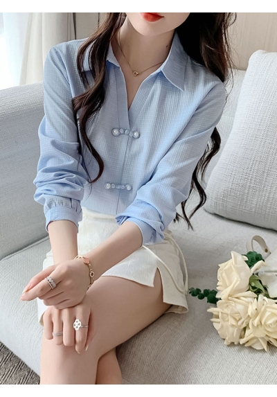 blouse  cheongsam berkerah wanita korea import T8923