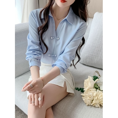 blouse  cheongsam berkerah wanita korea import T8923