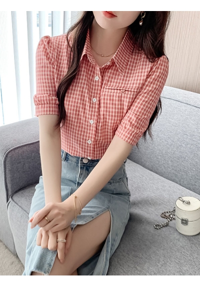 Kemeja wanita lengan pendek import T8889