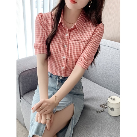 Kemeja wanita lengan pendek import T8889