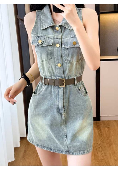 dress denim  wanita korea import D8546