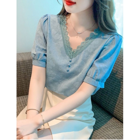 blouse  v-neck wanita korea import T8929