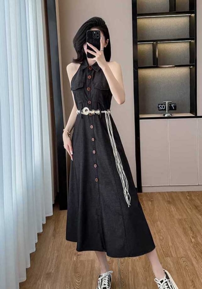 long dress denim import d8551