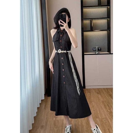 long dress denim import d8551