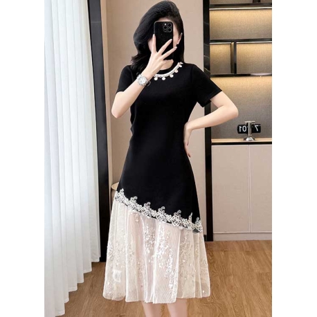 Midi dress wanita korea import D8447