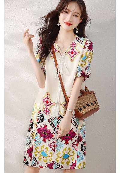 Midi dress wanita korea import D8555