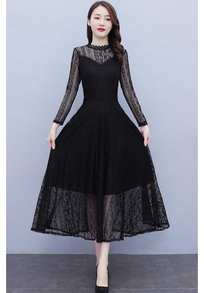 Midi dress wanita korea import D8552