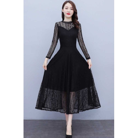 Midi dress wanita korea import D8552