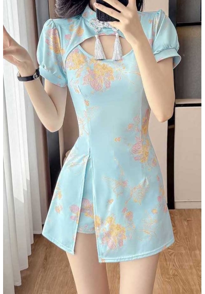 setelan  cheongsam wanita korea import D8525