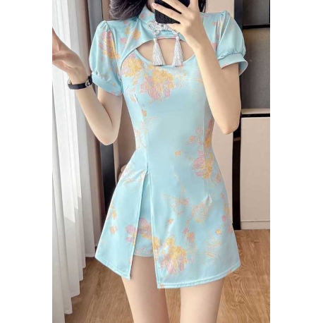 setelan  cheongsam wanita korea import D8525