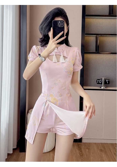 setelan  cheongsam wanita korea import D8558