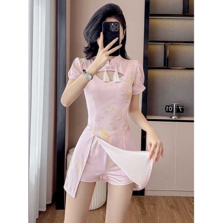 setelan  cheongsam wanita korea import D8558