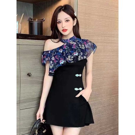 setelan  cheongsam wanita korea import D8560
