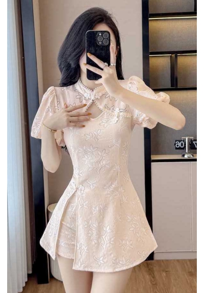 setelan  cheongsam wanita korea import D8558