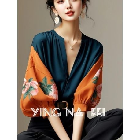 blouse  wanita korea import lengan panjang T8942