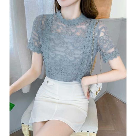 blouse brukat wanita korea import T8949