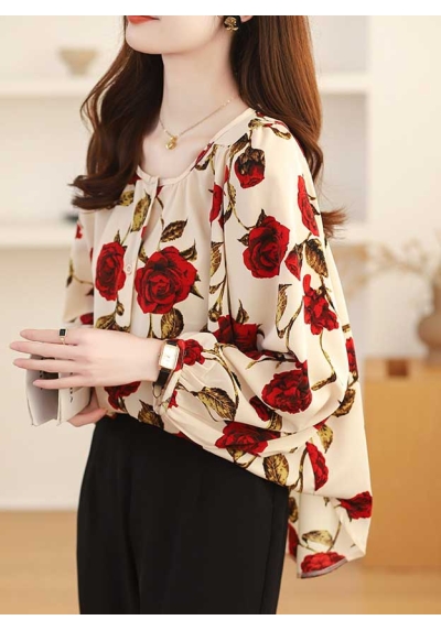 blouse  wanita korea motif bunga T8953