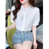 kemeja wanita korea lengan pendek T8963