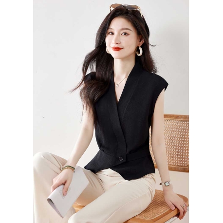 blouse v-neck wanita korea import T8971