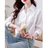 Kemeja putih wanita korea lengan panjang import T8983