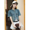 jaket denim lengan pendek import T8985