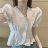 blouse putih wanita korea import T8994