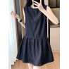 dress denim wanita import D8593
