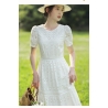 midi dress putih wanita korea import D8594