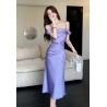 dress pesta wanita korea import D8596