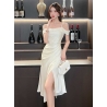 dress pesta wanita korea import D8597