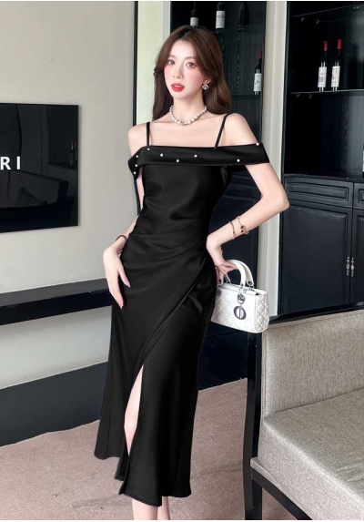dress pesta wanita korea import D8596