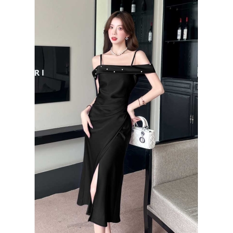 dress pesta wanita korea import D8596