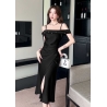 dress pesta wanita korea import D8598