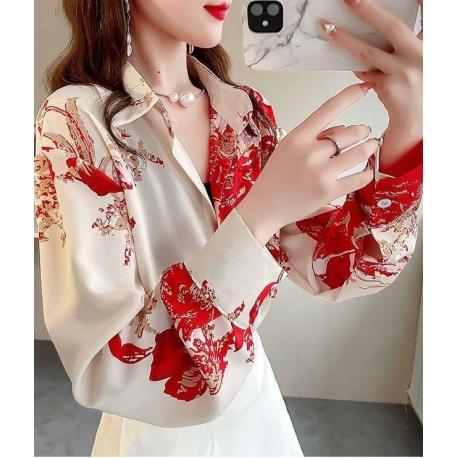 kemeja wanita korea import  lengan panjang T8752