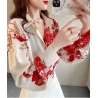 kemeja wanita korea import  lengan panjang T9001