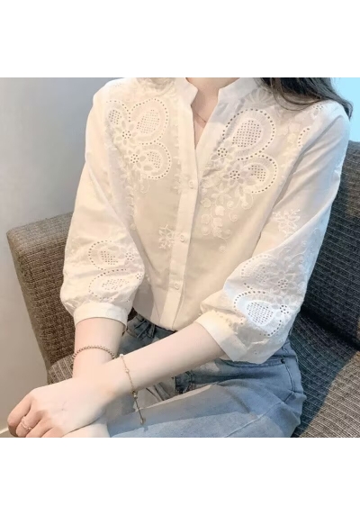 blouse  putih wanita korea import T9002