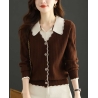 blouse  rajut lengan panjang wanita korea import T9007