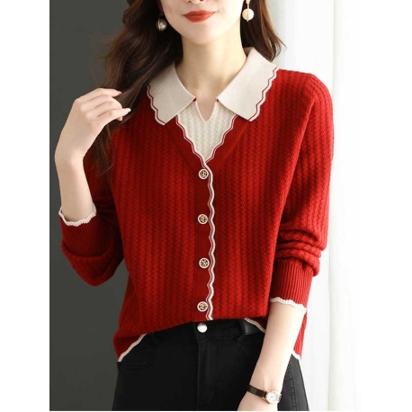 blouse  rajut lengan panjang wanita korea import T9007
