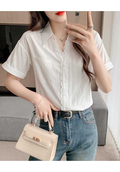 Kemeja putih wanita korea import T8999