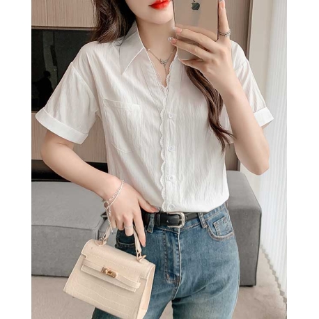 Kemeja putih wanita korea import T8999
